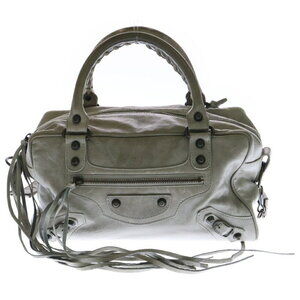 BALENCIAGA The First Handbag Shoulder Bag Gray Leather